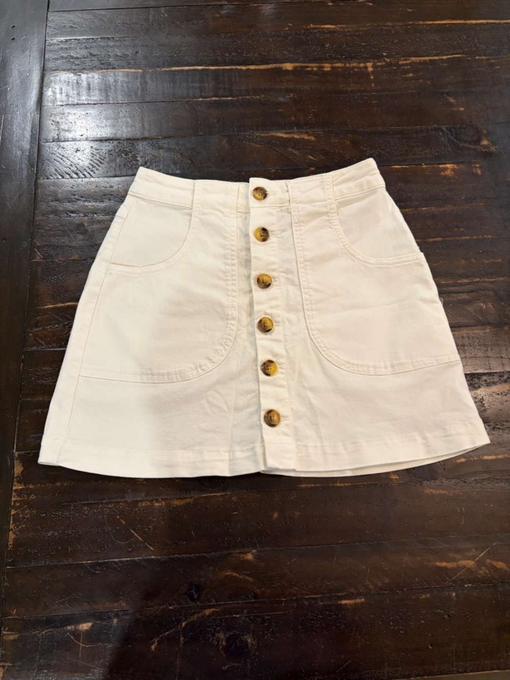 Marine Layer Cream Button-Front Mini Skirt​